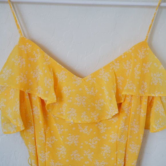 NWOT B. Darlin Bright Yellow Floral Ruffle Springtime Mini Dress Womans … - Picture 10 of 12